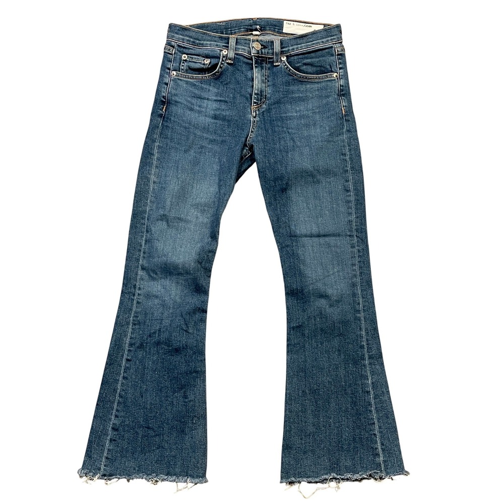Rag & Bone JEAN Flare Paz Medium Wash Raw Hem Denim Jeans W1594K520PAZ Size 26